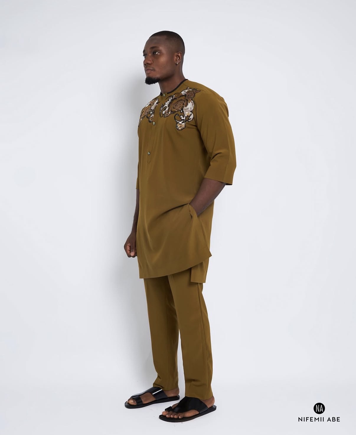 Olive Embroidered Kaftan